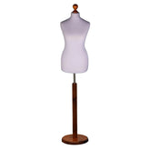 Display Guru Female Uk Size 8/10 Dressmakers Tailors Dummy Mannequin , Silver Torso Bust with Dark Wood Round Base